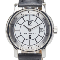 ブルガリ ソロテンポ 腕時計 ST29S クオーツ ホワイト文字盤 ステンレススチール レザー レディース BVLGARI 【中古】