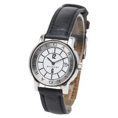 ブルガリ ソロテンポ 腕時計 ST29S クオーツ ホワイト文字盤 ステンレススチール レザー レディース BVLGARI 【中古】