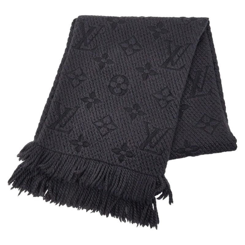 ルイ ヴィトン モノグラム エシャルプロゴマニア マフラー 413287 ブラック ウール シルク レディース LOUIS VUITTON 【中古】