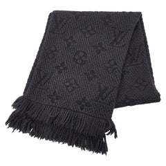 ルイ ヴィトン モノグラム エシャルプロゴマニア マフラー 413287 ブラック ウール シルク レディース LOUIS VUITTON 【中古】