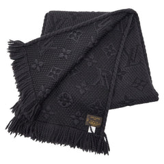 ルイ ヴィトン モノグラム エシャルプロゴマニア マフラー 413287 ブラック ウール シルク レディース LOUIS VUITTON 【中古】