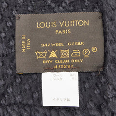 ルイ ヴィトン モノグラム エシャルプロゴマニア マフラー 413287 ブラック ウール シルク レディース LOUIS VUITTON 【中古】
