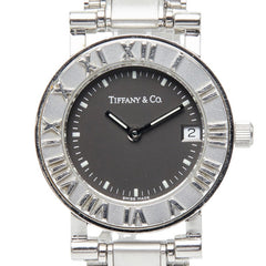 ティファニー アトラス 腕時計 クオーツ ブラック文字盤 ステンレススチール レディース TIFFANY&Co. 【中古】