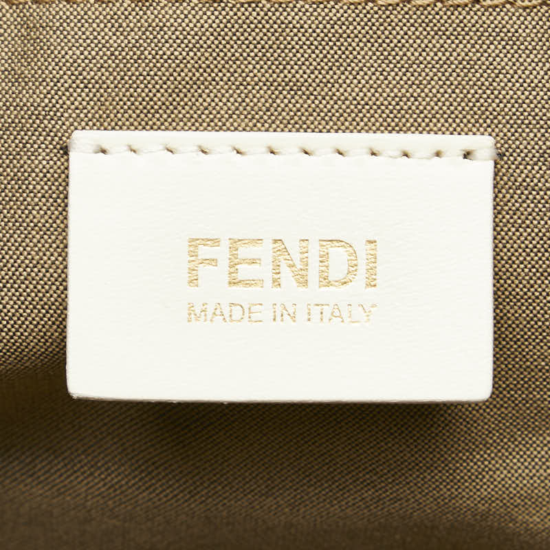 フェンディ ズッカ アンジップド トートバッグ ショルダーバッグ 8BR623 ベージュ レザー レディース FENDI 【中古】