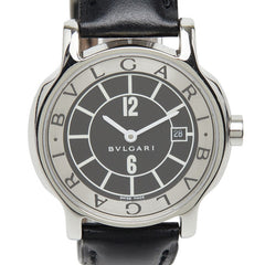 ブルガリ ソロテンポ 腕時計 ST29S クオーツ ブラック文字盤 ステンレススチール レザー レディース BVLGARI 【中古】