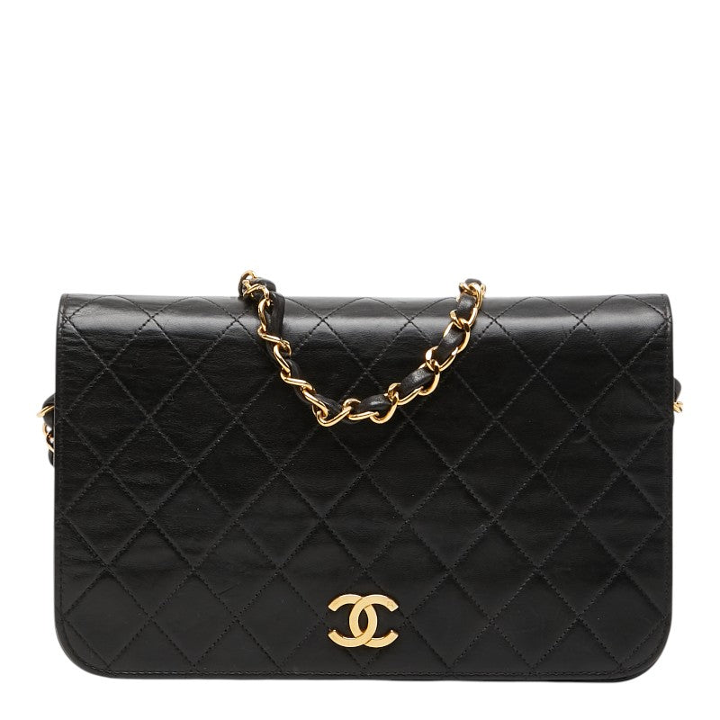 シャネル ココマーク マトラッセ プッシュロック チェーンショルダーバッグ ブラック ラムスキン レディース CHANEL 【中古】