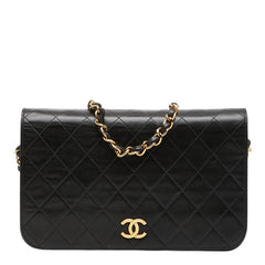 シャネル ココマーク マトラッセ プッシュロック チェーンショルダーバッグ ブラック ラムスキン レディース CHANEL 【中古】
