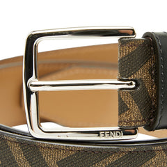 フェンディ ズッカ サイズ95 38 ベルト ダークグリーン ブラウン レザー メンズ FENDI 【中古】