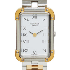 エルメス クロアージュ 腕時計 クオーツ ホワイト文字盤 ステンレススチール メッキ レディース HERMES 【中古】