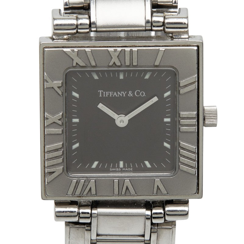 ティファニー アトラス 腕時計 クオーツ グレー文字盤 ステンレススチール レディース TIFFANY&Co. 【中古】