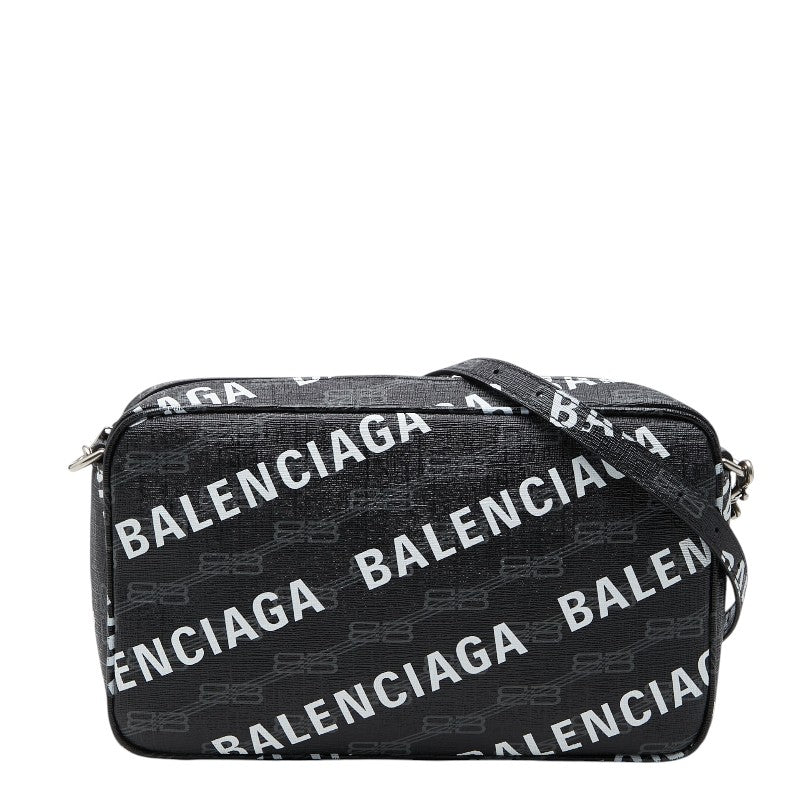 バレンシアガ BB モノグラム シグネチャー ミディアム ショルダーバッグ 702723 ブラック PVC レディース BALENCIAGA 【中古】