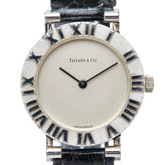 ティファニー アトラス 腕時計 L0640 クオーツ シルバー文字盤 SV925 シルバー レザー レディース TIFFANY&Co. 【中古】