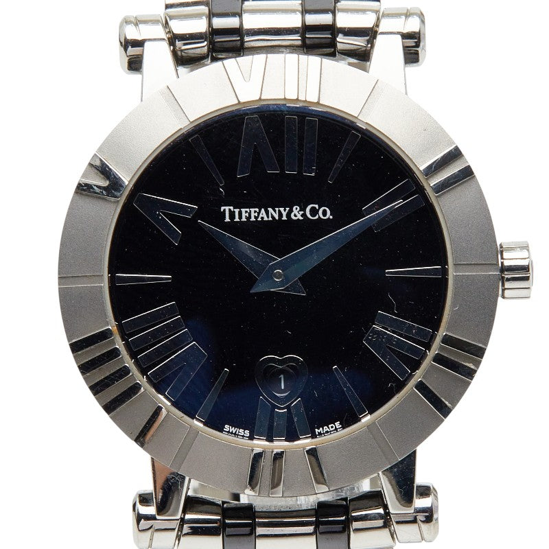 ティファニー アトラス 腕時計 Z1300.11.11A10A00A クオーツ ブラック文字盤 ステンレススチール レディース TIFFANY&Co. 【中古】
