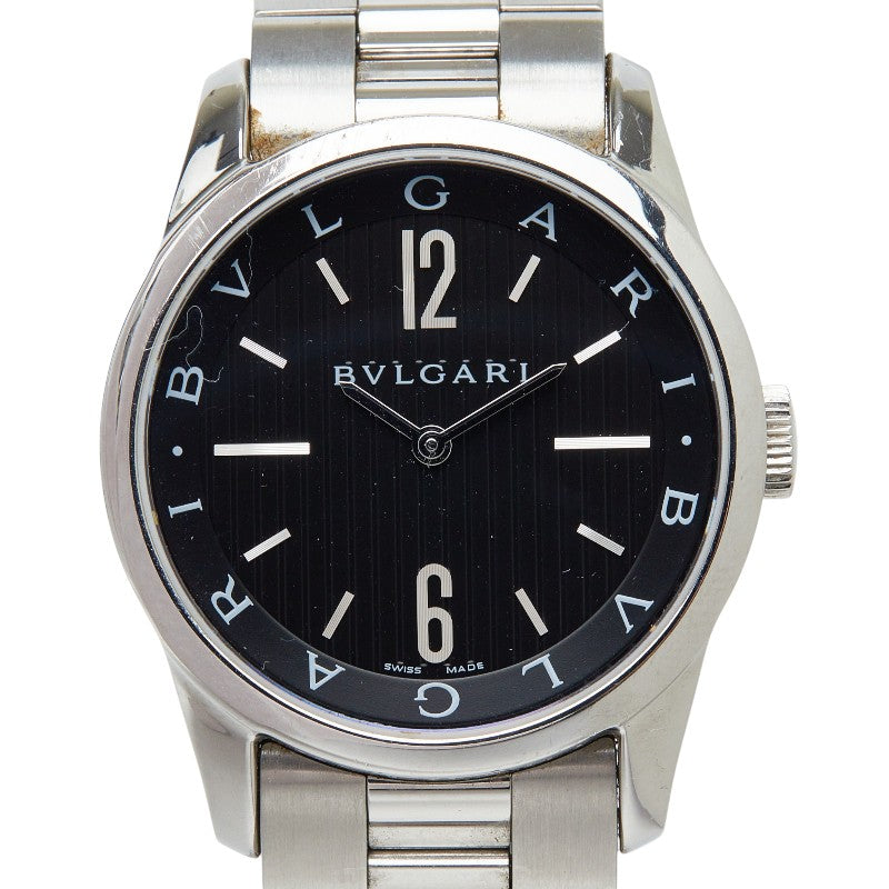ブルガリ ソロテンポ 腕時計 ST37S クオーツ ブラック文字盤 ステンレススチール メンズ BVLGARI 【中古】