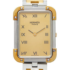 エルメス クロアジュール 腕時計 CR1.740 クオーツ ゴールド文字盤 ステンレススチール メッキ レディース HERMES 【中古】