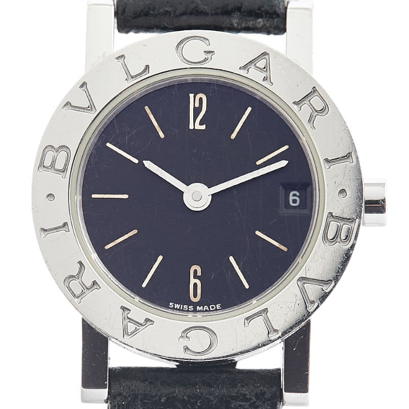 ブルガリ ブルガリブルガリ 腕時計 BB23SL クオーツ ブラック文字盤 ステンレススチール レザー レディース BVLGARI 【中古】