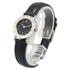 ブルガリ ブルガリブルガリ 腕時計 BB23SL クオーツ ブラック文字盤 ステンレススチール レザー レディース BVLGARI 【中古】