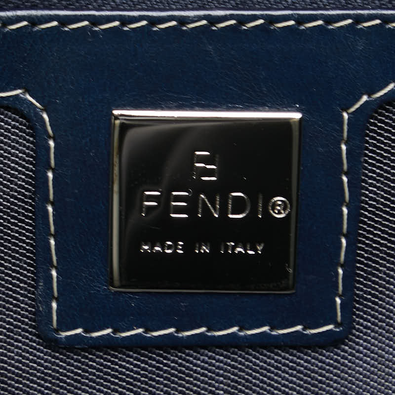 フェンディ ロゴ金具 ハンドバッグ ネイビー キャンバス レザー レディース FENDI 【中古】