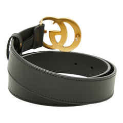 グッチ GGマーモント GGエンブレム ワイド バックルベルト 414516 ブラック レザー レディース GUCCI 【中古】