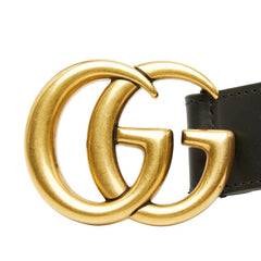 グッチ GGマーモント GGエンブレム ワイド バックルベルト 414516 ブラック レザー レディース GUCCI 【中古】