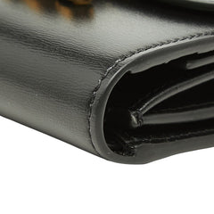 セリーヌ トリオンフ 三つ折り財布 スモールフラップウォレット ブラック レザー レディース CELINE 【中古】