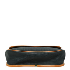 サンローラン ロゴプレート 斜め掛け ショルダーバッグ ネイビー ブラウン レザー レディース SAINT LAURENT 【中古】