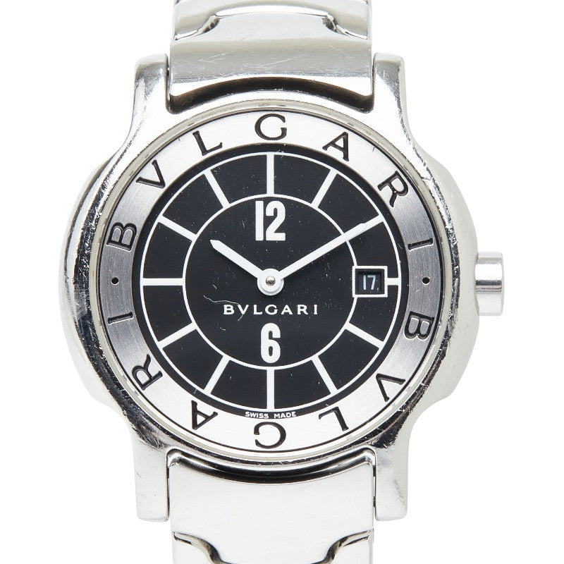 ブルガリ ソロテンポ 腕時計 ST29S クオーツ ブラック文字盤 ステンレススチール レディース BVLGARI 【中古】