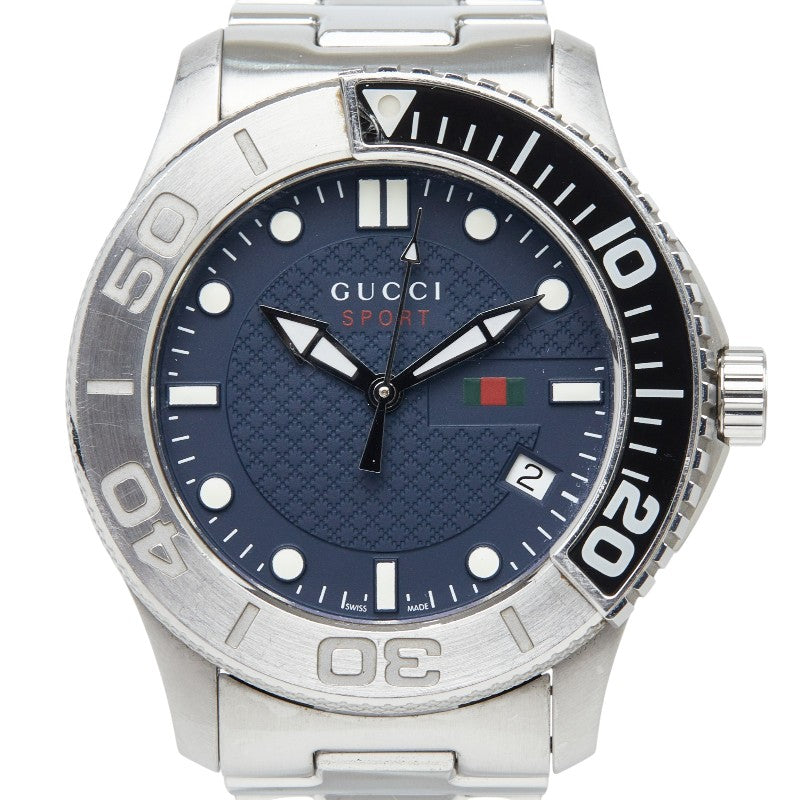 グッチ Gタイムレス スポーツ 腕時計 YA126253 クオーツ ネイビー文字盤 ステンレススチール メンズ GUCCI 【中古】