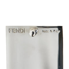フェンディ ベルト 38 ブラック シルバー グリーン レザー メンズ FENDI 【中古】