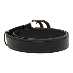 グッチ ダブルG バックル ベルト 75/30 625839 ブラック レザー レディース GUCCI 【中古】