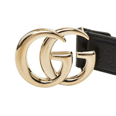 グッチ ダブルG バックル ベルト 75/30 625839 ブラック レザー レディース GUCCI 【中古】
