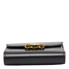 セリーヌ トリオンフ コンパクトウォレット 三つ折り財布 ブラック レザー レディース CELINE 【中古】