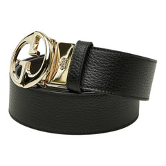 グッチ インターロッキングG リバーシブル ベルト サイズ75・30 450000 ブラック レザー メタル メンズ GUCCI 【中古】