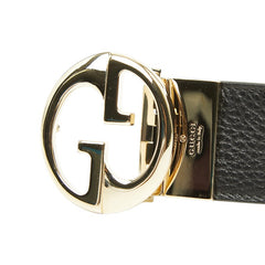グッチ インターロッキングG リバーシブル ベルト サイズ75・30 450000 ブラック レザー メタル メンズ GUCCI 【中古】