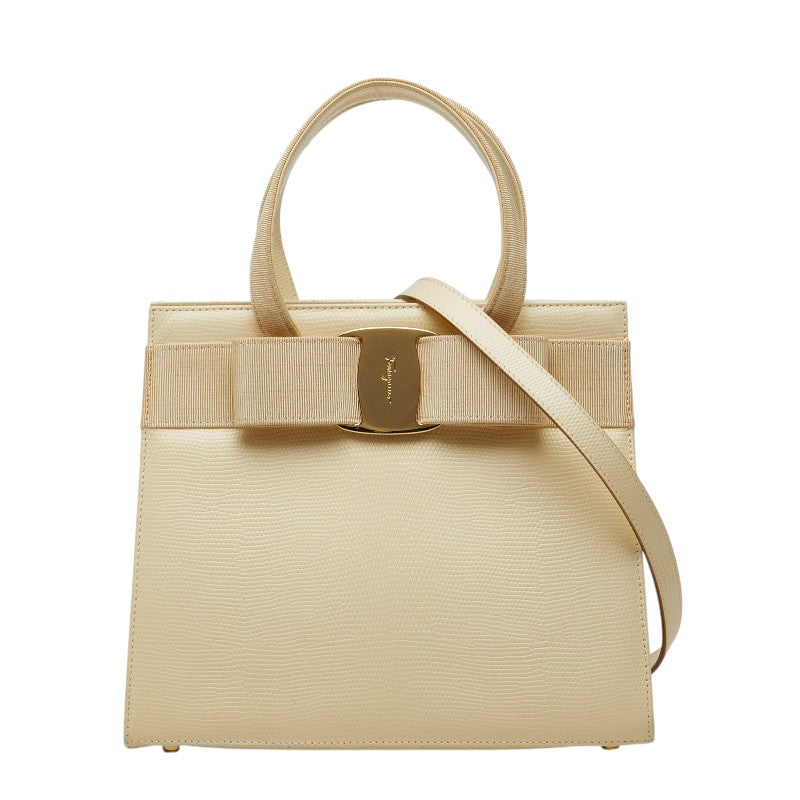 サルヴァトーレフェラガモ ヴァラ ハンドバッグ ショルダーバッグ 2WAY BA214178 アイボリー系 レザー レディース Salvatore Ferragamo 【中古】