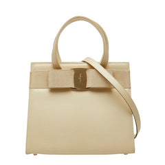 サルヴァトーレフェラガモ ヴァラ ハンドバッグ ショルダーバッグ 2WAY BA214178 アイボリー系 レザー レディース Salvatore Ferragamo 【中古】