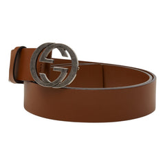 グッチ インターロッキングG ベルト サイズ:105/42 546389 ブラウン レザー メンズ GUCCI 【中古】