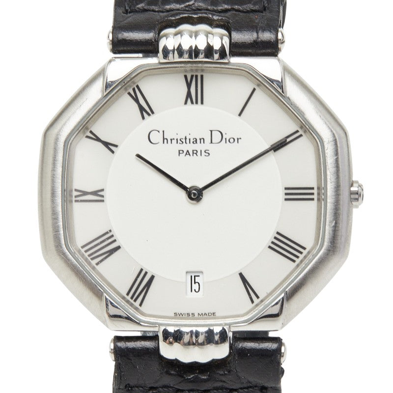 ディオール 腕時計 D45-100 クオーツ ホワイト文字盤 ステンレススチール レザー メンズ Dior 【中古】