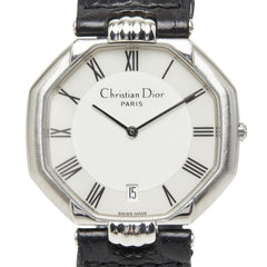 ディオール 腕時計 D45-100 クオーツ ホワイト文字盤 ステンレススチール レザー メンズ Dior 【中古】