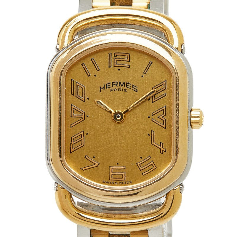 エルメス ラリー 腕時計 RA1.240 クオーツ ゴールド文字盤 ステンレススチール レディース HERMES 【中古】