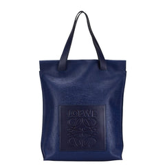 ロエベ アナグラム トートバッグ ショルダーバッグ ネイビー レザー レディース LOEWE 【中古】
