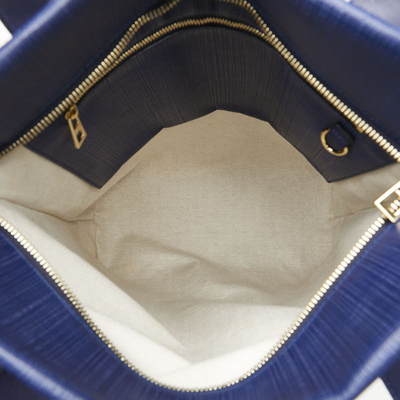 ロエベ アナグラム トートバッグ ショルダーバッグ ネイビー レザー レディース LOEWE 【中古】