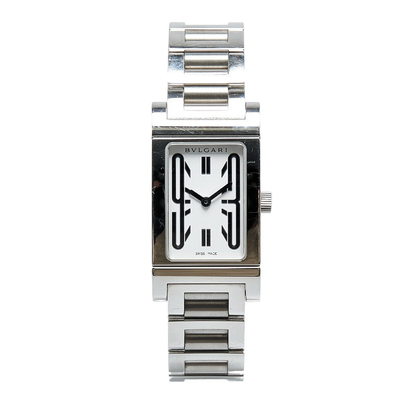 ブルガリ レッタンゴロ 腕時計 RT39S クオーツ ホワイト文字盤 ステンレススチール レディース BVLGARI 【中古】