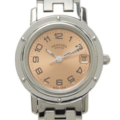 エルメス クリッパー 腕時計 CL4.210 クオーツ ピンク文字盤 ステンレススチール レディース HERMES 【中古】