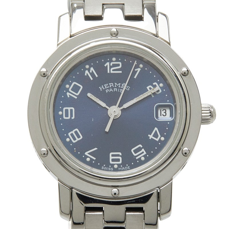 エルメス クリッパー 腕時計 CL4.210 クオーツ ネイビー文字盤 ステンレススチール レディース HERMES 【中古】