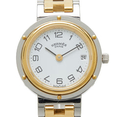 エルメス クリッパー 腕時計 CL4.220 クオーツ ホワイト文字盤 ステンレススチール レディース HERMES 【中古】