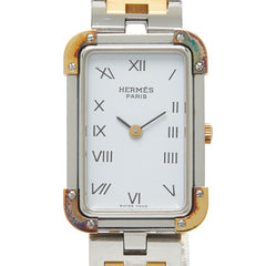 エルメス クロアジュール 腕時計 CR1.220 クオーツ ホワイト文字盤 ステンレススチール レディース HERMES 【中古】