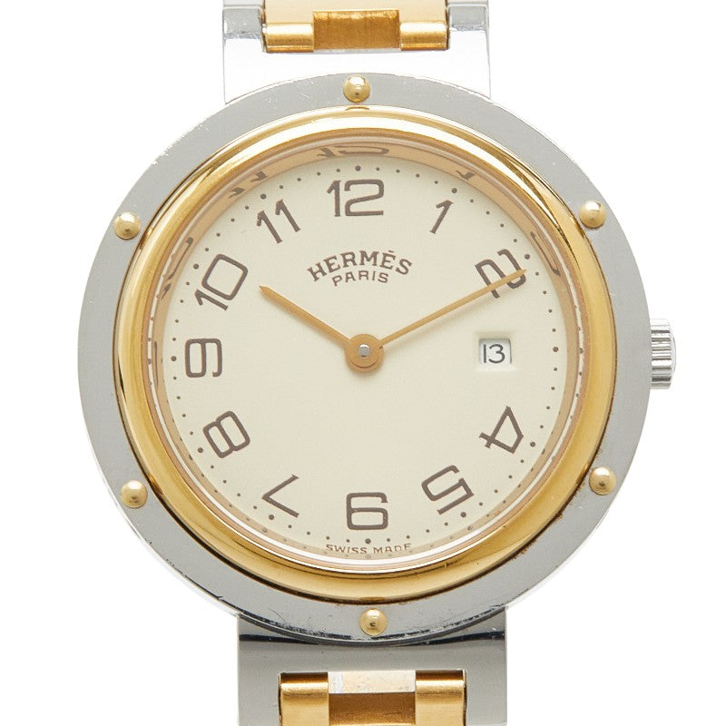 エルメス クリッパー 腕時計 CL3.440 クオーツ ベージュ文字盤 ステンレススチール メンズ HERMES 【中古】