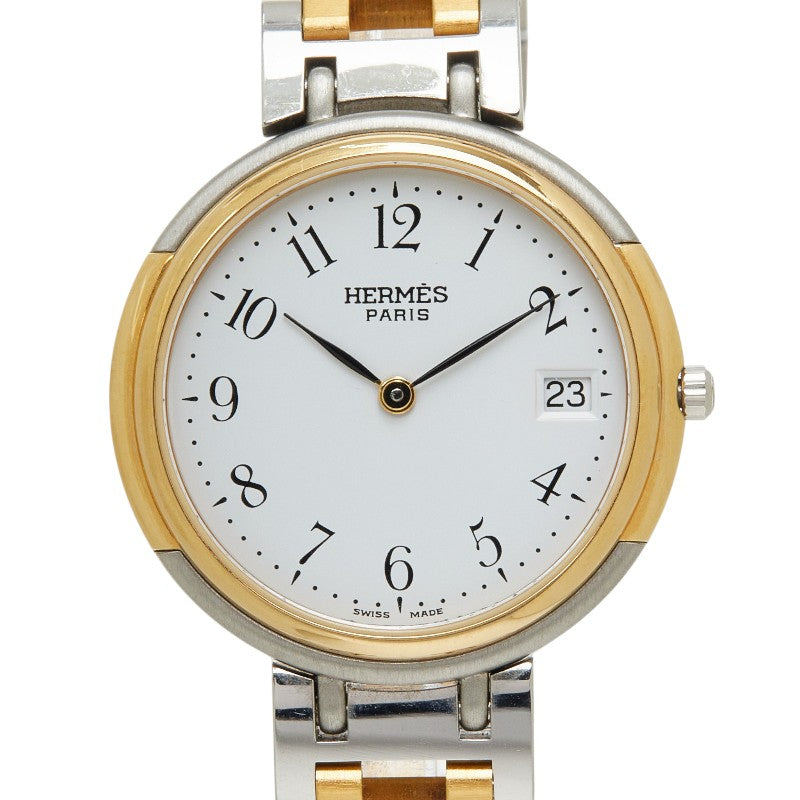 エルメス ウィンザー 腕時計 62.03 クオーツ ホワイト文字盤 ステンレススチール レディース HERMES 【中古】