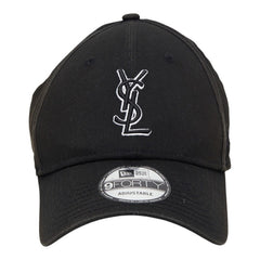 サンローラン ×ニューエラ YSLロゴ モノグラム 帽子 キャップ 687687 ブラック コットン レディース SAINT LAURENT 【中古】